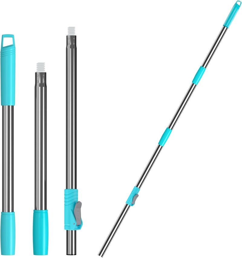 RinseWise 3-Section 35-to-61 Inch Spin Mop Extended Spin Mop Replacement Mop Handle Compatible with Round Spin Mop Bucket Cleaning System, Microfiber Mop Floor Head Mop - Blue - Image 1